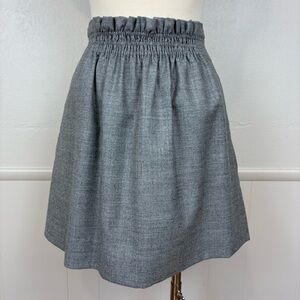 J. Crew Factory Gathered Waist Mini Skirt Size 6 Wool Blend Heathered Gray Work